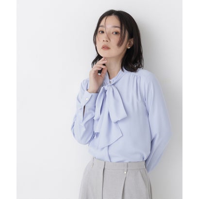 ナチュラルビューティーベーシック NATURAL BEAUTY BASIC 2WAYリボンボウタイブラウス （ブルー）｜詳細画像