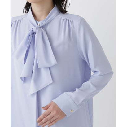 ナチュラルビューティーベーシック NATURAL BEAUTY BASIC 2WAYリボンボウタイブラウス （ブルー）｜詳細画像