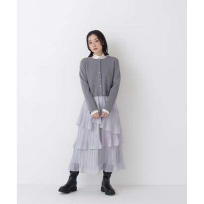 ナチュラルビューティーベーシック NATURAL BEAUTY BASIC プリーツティアードスカート （チャコール1）｜詳細画像
