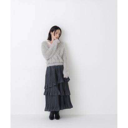 ナチュラルビューティーベーシック NATURAL BEAUTY BASIC プリーツティアードスカート （チャコール1）｜詳細画像