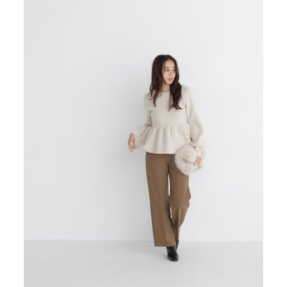 ナチュラルビューティーベーシック NATURAL BEAUTY BASIC フォルムペプラムニット （ライトグレー系2）｜詳細画像
