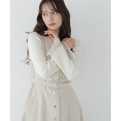 ナチュラルビューティーベーシック NATURAL BEAUTY BASIC シアーフレアカフスリブニット （ブラック）｜詳細画像