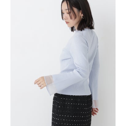 ナチュラルビューティーベーシック NATURAL BEAUTY BASIC シアーフレアカフスリブニット （ブラック）｜詳細画像