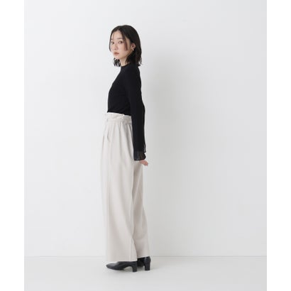 ナチュラルビューティーベーシック NATURAL BEAUTY BASIC シアーフレアカフスリブニット （ブラック）｜詳細画像