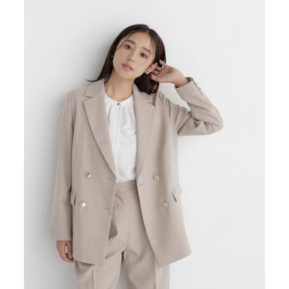 ナチュラルビューティーベーシック NATURAL BEAUTY BASIC ダブルブレストボクシーシセットアップ （ライトグレー2）｜詳細画像