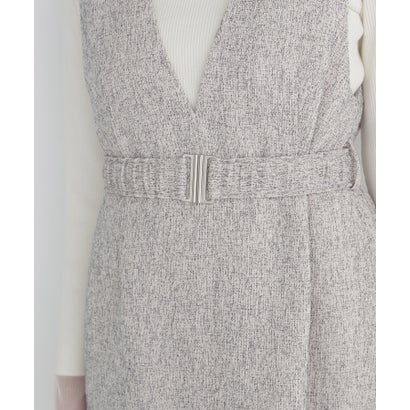ナチュラルビューティーベーシック NATURAL BEAUTY BASIC ベルト付Vネックジャンスカ （ブラックミックス2）｜詳細画像