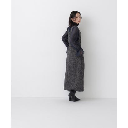 ナチュラルビューティーベーシック NATURAL BEAUTY BASIC ベルト付Vネックジャンスカ （ブラックミックス2）｜詳細画像
