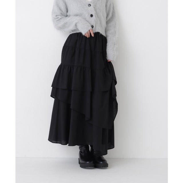 アシンメトリーティアードスカート （ブラック）