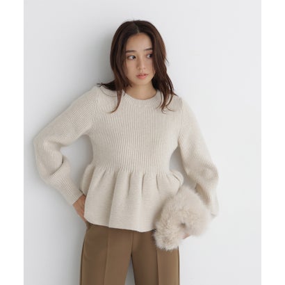 ナチュラルビューティーベーシック NATURAL BEAUTY BASIC フォルムペプラムニット （ブルー系2）｜詳細画像