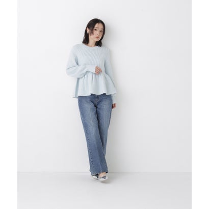 ナチュラルビューティーベーシック NATURAL BEAUTY BASIC フォルムペプラムニット （ブルー系2）｜詳細画像