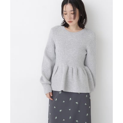 ナチュラルビューティーベーシック NATURAL BEAUTY BASIC フォルムペプラムニット （ブルー系2）｜詳細画像