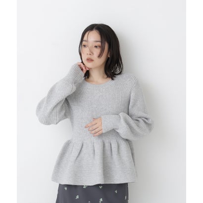 ナチュラルビューティーベーシック NATURAL BEAUTY BASIC フォルムペプラムニット （ブルー系2）｜詳細画像
