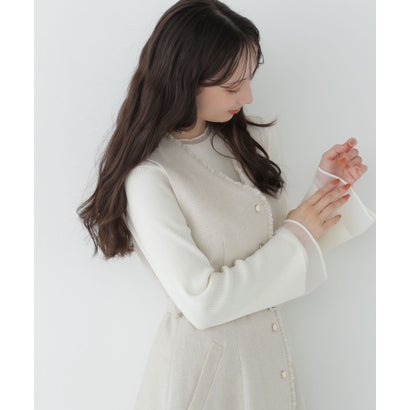 ナチュラルビューティーベーシック NATURAL BEAUTY BASIC シアーフレアカフスリブニット （サックス）｜詳細画像