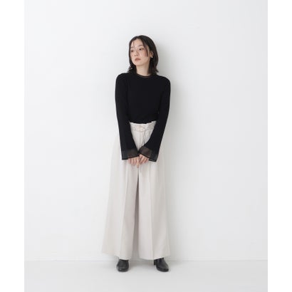 ナチュラルビューティーベーシック NATURAL BEAUTY BASIC シアーフレアカフスリブニット （サックス）｜詳細画像