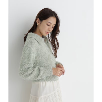ナチュラルビューティーベーシック NATURAL BEAUTY BASIC フェザーラメ混ニット （レッド系2）｜詳細画像