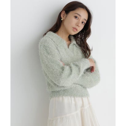 ナチュラルビューティーベーシック NATURAL BEAUTY BASIC フェザーラメ混ニット （レッド系2）｜詳細画像
