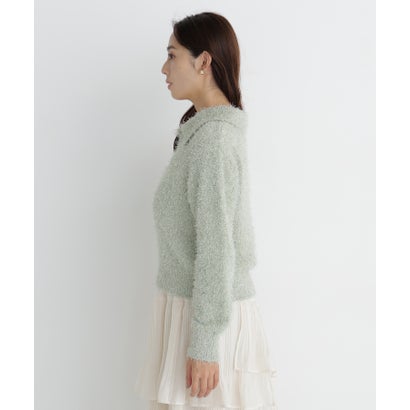 ナチュラルビューティーベーシック NATURAL BEAUTY BASIC フェザーラメ混ニット （レッド系2）｜詳細画像