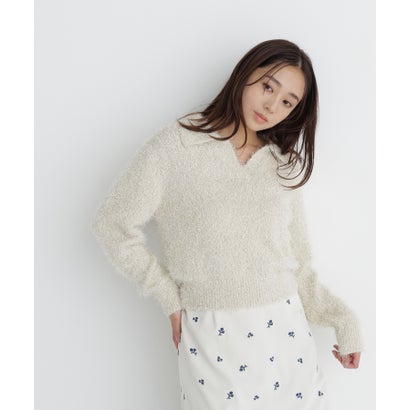 ナチュラルビューティーベーシック NATURAL BEAUTY BASIC フェザーラメ混ニット （レッド系2）｜詳細画像