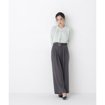 ナチュラルビューティーベーシック NATURAL BEAUTY BASIC フロントタックブラウス （ライトグリーン）｜詳細画像
