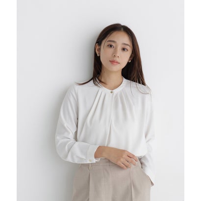 ナチュラルビューティーベーシック NATURAL BEAUTY BASIC フロントタックブラウス （ライトグリーン）｜詳細画像