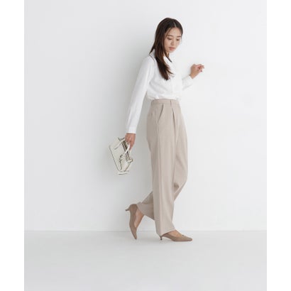 ナチュラルビューティーベーシック NATURAL BEAUTY BASIC フロントタックブラウス （ライトグリーン）｜詳細画像