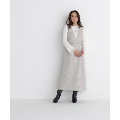 ナチュラルビューティーベーシック NATURAL BEAUTY BASIC ベルト付Vネックジャンスカ （ベージュミックス2）｜詳細画像