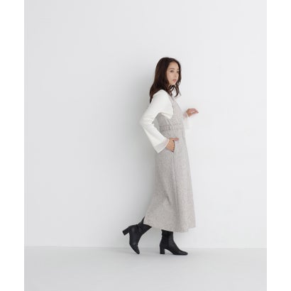 ナチュラルビューティーベーシック NATURAL BEAUTY BASIC ベルト付Vネックジャンスカ （ベージュミックス2）｜詳細画像