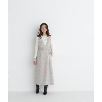 ナチュラルビューティーベーシック NATURAL BEAUTY BASIC ベルト付Vネックジャンスカ （ベージュミックス2）｜詳細画像