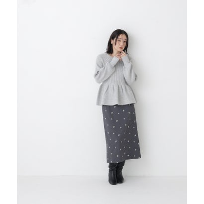 ナチュラルビューティーベーシック NATURAL BEAUTY BASIC 刺繍ナロースカート （オフホワイト2）｜詳細画像