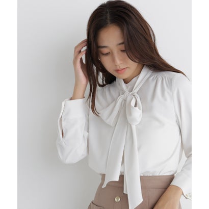 ナチュラルビューティーベーシック NATURAL BEAUTY BASIC 2wayリボンボウタイブラウス （オフホワイト1）｜詳細画像