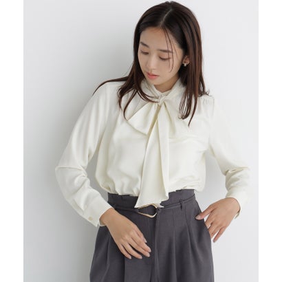 ナチュラルビューティーベーシック NATURAL BEAUTY BASIC 2wayリボンボウタイブラウス （ライトイエロー）｜詳細画像