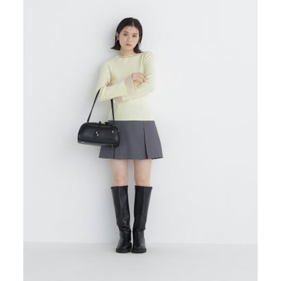 ナチュラルビューティーベーシック NATURAL BEAUTY BASIC シアーフレアカフスリブニット （ピンク）｜詳細画像
