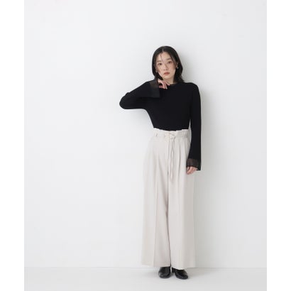ナチュラルビューティーベーシック NATURAL BEAUTY BASIC シアーフレアカフスリブニット （ピンク）｜詳細画像