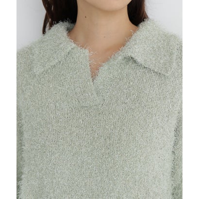 ナチュラルビューティーベーシック NATURAL BEAUTY BASIC フェザーラメ混ニット （ミントグリーン系2）｜詳細画像