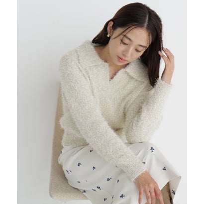 ナチュラルビューティーベーシック NATURAL BEAUTY BASIC フェザーラメ混ニット （ミントグリーン系2）｜詳細画像