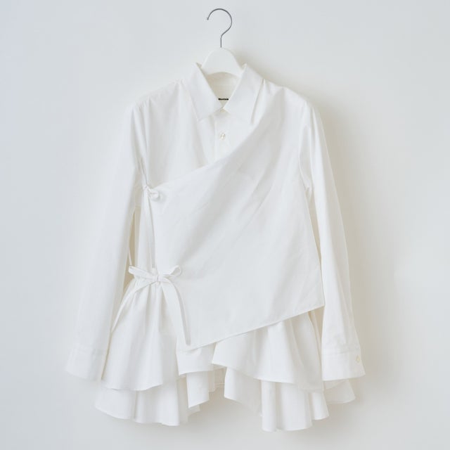 ギャザードデザインシャツ（Gathered Design Shirt） （WHITE）