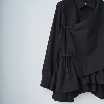 ギャザードデザインシャツ（Gathered Design Shirt） （BLACK）｜詳細画像