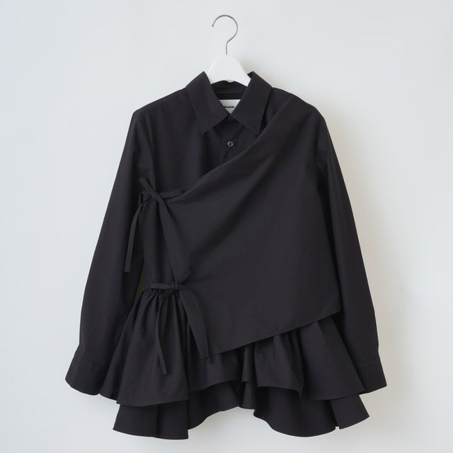 ギャザードデザインシャツ（Gathered Design Shirt） （BLACK）