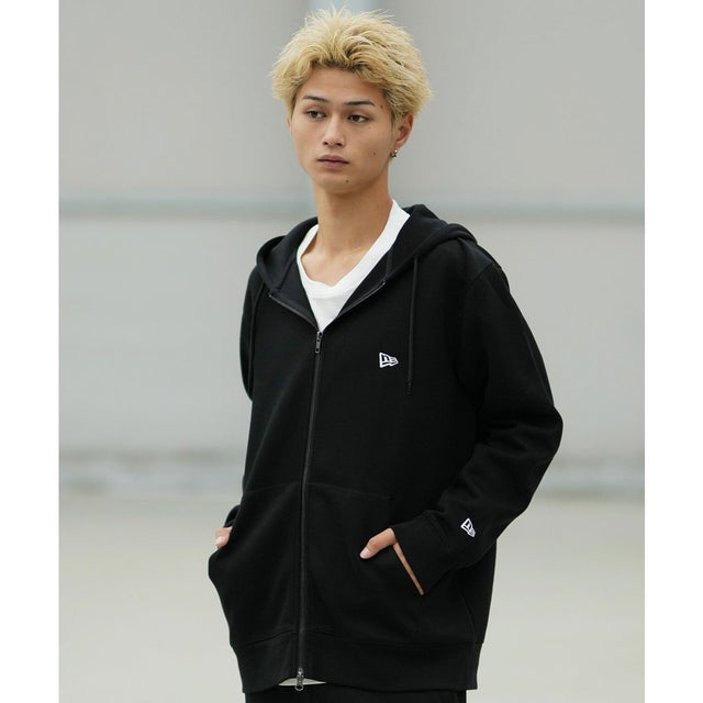 ジップアップ パーカー フーディー メンズ バックプリント ロゴ （BLK）