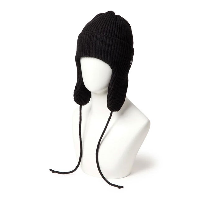 ニット帽 ビーニー ニットキャップ ニット トラッパー ブラック （BLK）