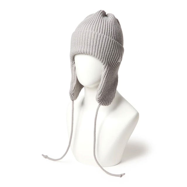 ニット帽 ビーニー ニットキャップ ニット トラッパー ライトグレー （GRY）