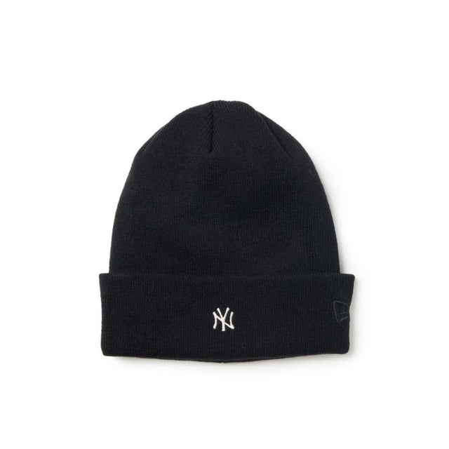 ニューヨーク・ヤンキース ミニロゴ ベーシック カフニット（NEW YORK YANKEES MINI LOGO BASIC CUFF KNIT） （ブラック）