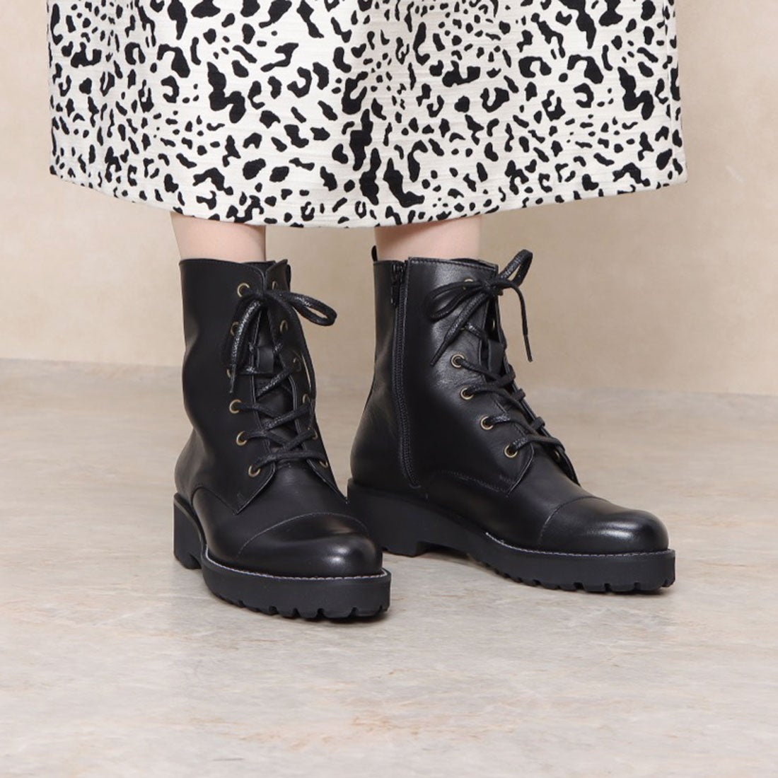 ノイエ ディフュージョン neue diffusion 厚底レースアップショートブーツ 4499 ブラック -ファッション通販 FASHION WALKER