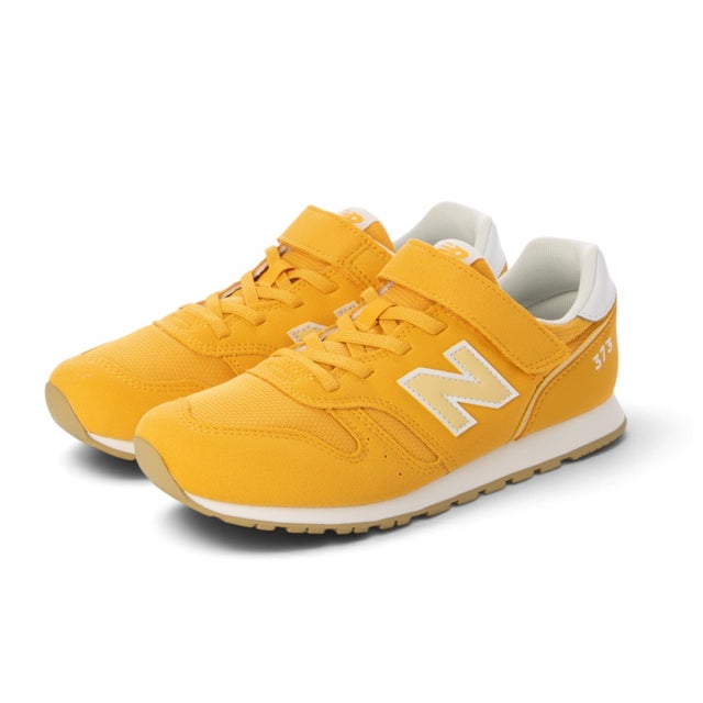 スニーカー キッズ 子供靴 Y373 YV373 new balance 373 BUNGEE WITH TOP STRAP スポーティ ベルクロ ゴム紐 WIDTH:M （イエロー）
