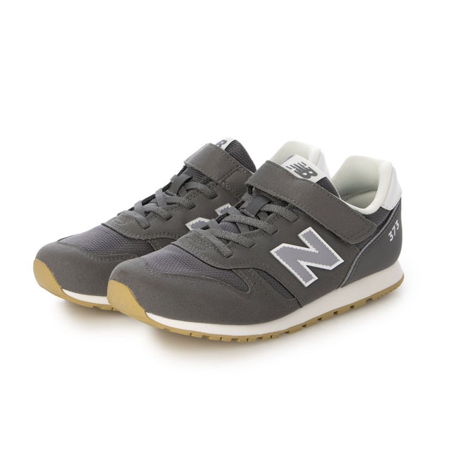 スニーカー キッズ 子供靴 Y373 new balance 373 BUNGEE WITH TOP STRAP スポーティ ベルクロ ゴム紐 WIDTH:M （グレー）