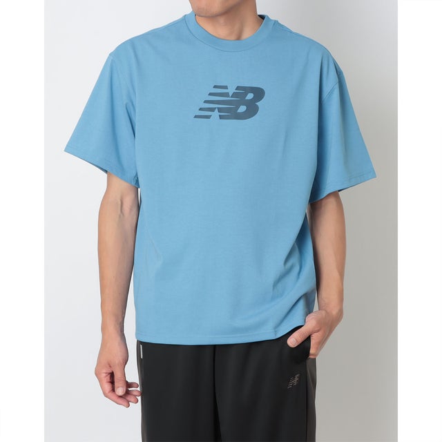 メンズ 半袖機能Tシャツ NBロゴショートスリーブ Tシャツ_ MT62K9KF （アナログブルー）