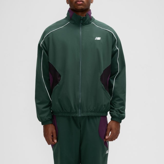 バスケットボールカラーブロックウーブンジャケット（Basketball Color Block Woven Jacket） （GREEN）