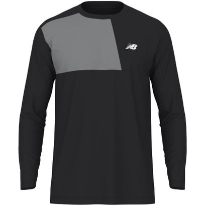 ニューバランス New Balance Sport Block ロングスリーブTシャツ メンズ 長袖 トップス 吸湿速乾 スタンダードフィット トレーニン （BK ブラック）｜詳細画像