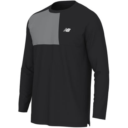 ニューバランス New Balance Sport Block ロングスリーブTシャツ メンズ 長袖 トップス 吸湿速乾 スタンダードフィット トレーニン （BK ブラック）｜詳細画像