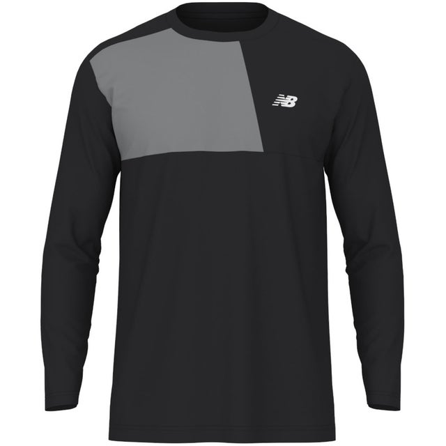 Sport Block ロングスリーブTシャツ メンズ 長袖 トップス 吸湿速乾 スタンダードフィット トレーニン （BK ブラック）